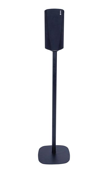 Black Vebos floor stand with Denon HEOS 3