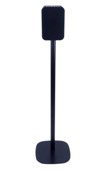 Black Vebos floor stand with Bluesound Pulse Flex
