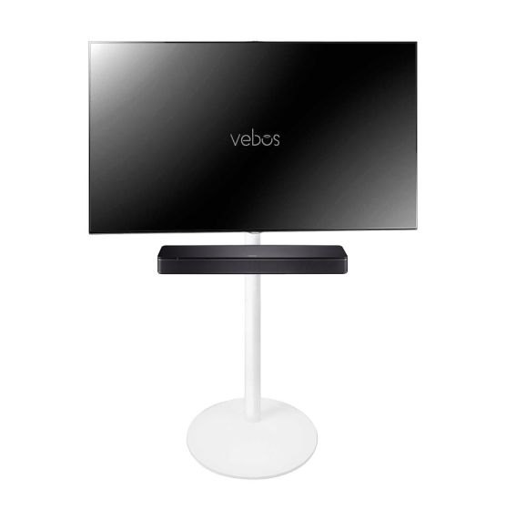 White Vebos TV floor stand with Bose TV Speaker