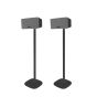 Single black Vebos floor stand with Sonos Play 3