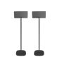Set of two black Vebos floor stands with Sonos Play 3