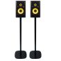 Single black Vebos floor stand with Bookshelf Speaker