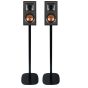 Set of two black Vebos floor stands with Bookshelf Speaker