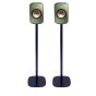 Set of two black Vebos floor stands with KEF LSX detail view
