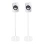 Set of two white Vebos floor stands with KEF LSX