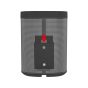 Black Vebos portable wall mount for Sonos Play 1 in rear view close-up
