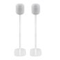 Set of two white Vebos floor stands with Apple HomePod