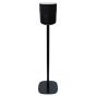Black Vebos floor stand with Bluesound Pulse M