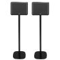Set of two black Vebos floor stands with Denon Home 250