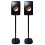 Set of two black Vebos floor stands with KEF LS50