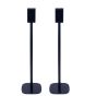 Set of two black Vebos floor stands with Samsung SWA-9000S