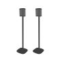 Set of two black Vebos floor stands with Sonos Play 1