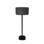 Black Vebos floor stand for Sonos Play 5 Gen 2 shown from the right