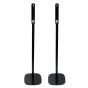 Set of two black Vebos floor stands with Sony SA-RS5 detail view