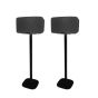 Set of two black Vebos floor stands with Sonos Five