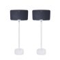 Set of two white Vebos floor stands with Sonos Five detail view