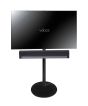 Black Vebos TV floor stand with Sonos Playbar