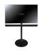 Black Vebos TV floor stand with Yamaha Sound Bar