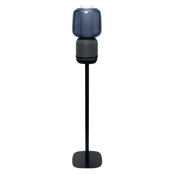 Black Vebos floor stand with Ikea Symfonisk lamp
