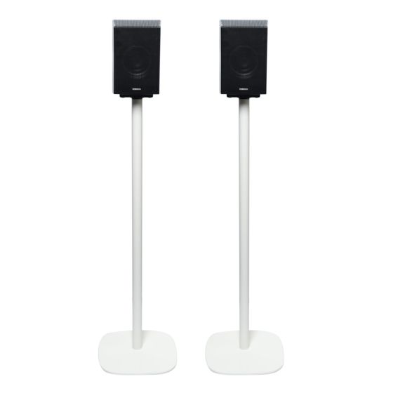 Single white Vebos floor stand with Samsung HW-Q990B