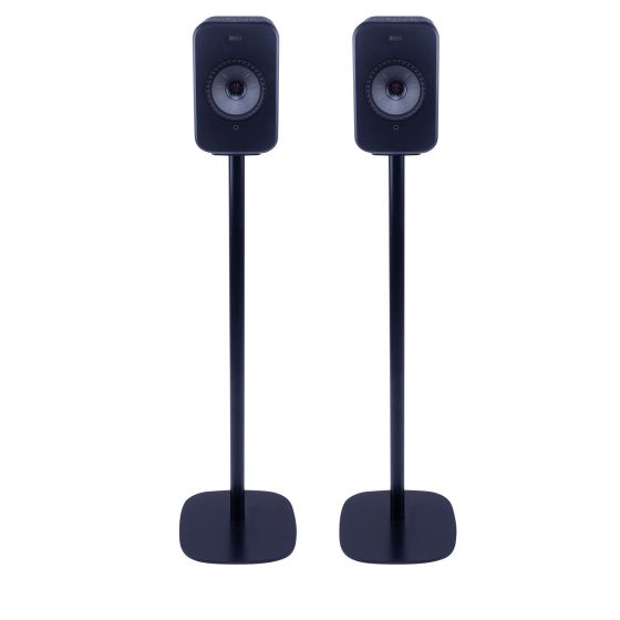 Set of two Vebos floor stands with KEF LSX black set