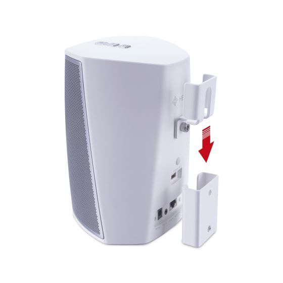 White Vebos portable wall mount for Denon HEOS 1
