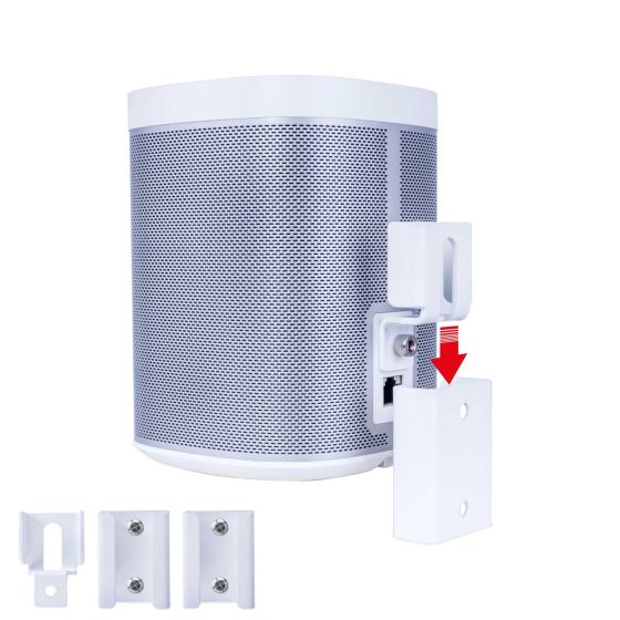 White Vebos portable wall mount for Sonos Play 1 in side view