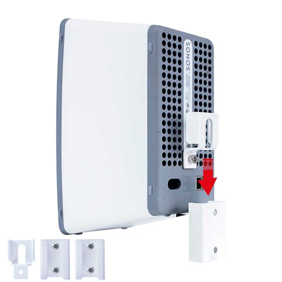 White Vebos portable wall mount for Sonos Play 3 in side view