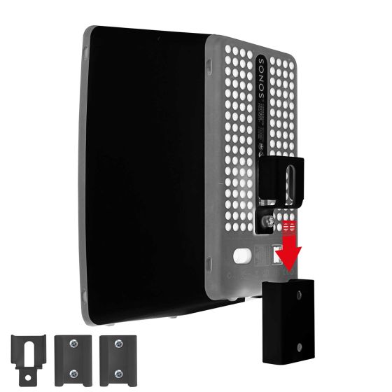 Black Vebos portable wall mount for Sonos Play 3 in side view