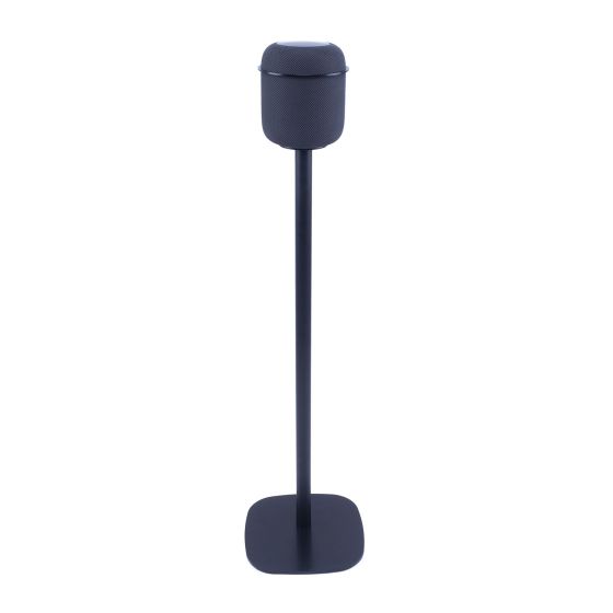 Black Vebos floor stand with Apple HomePod