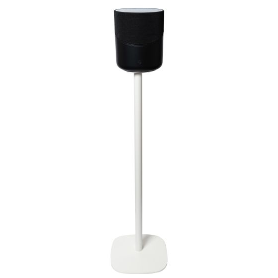 White Vebos floor stand with Bluesound Pulse M