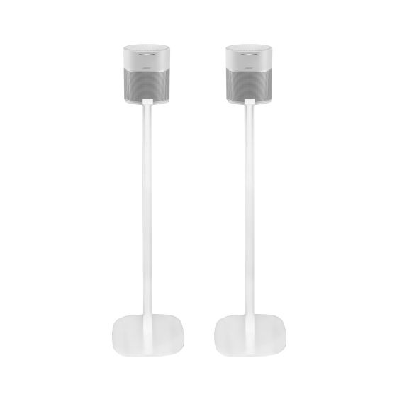 Set of two white Vebos floor stands with Bose Home Speaker 300