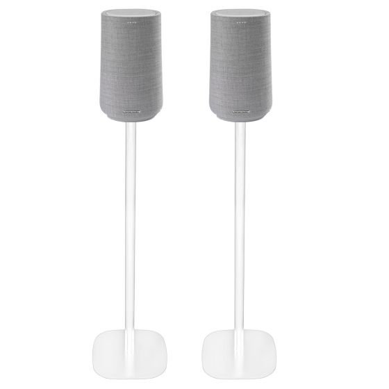 Set of two white Vebos floor stands with Harman Kardon Citation 100