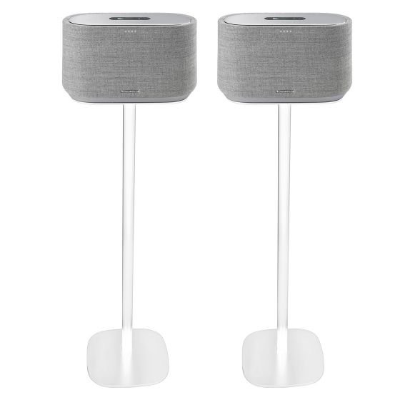 Set of two white Vebos floor stands with Harman Kardon Citation 300