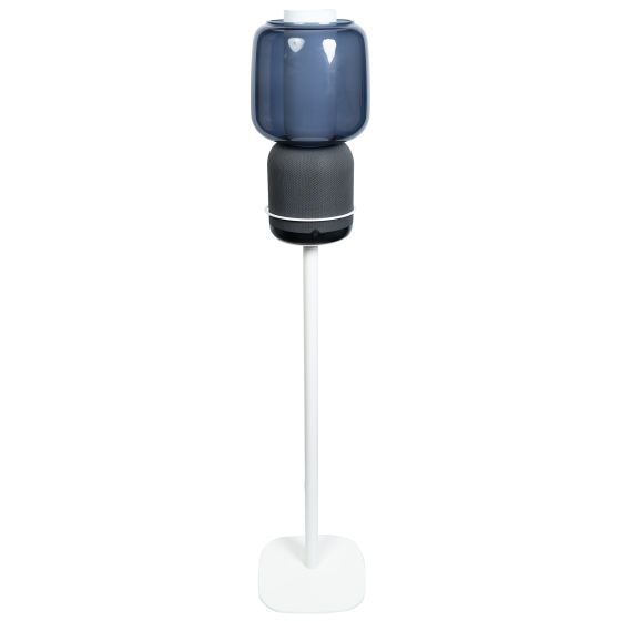 White Vebos floor stand with Ikea Symfonisk lamp
