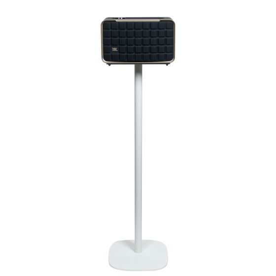 White Vebos floor stand with JBL Authentics 200