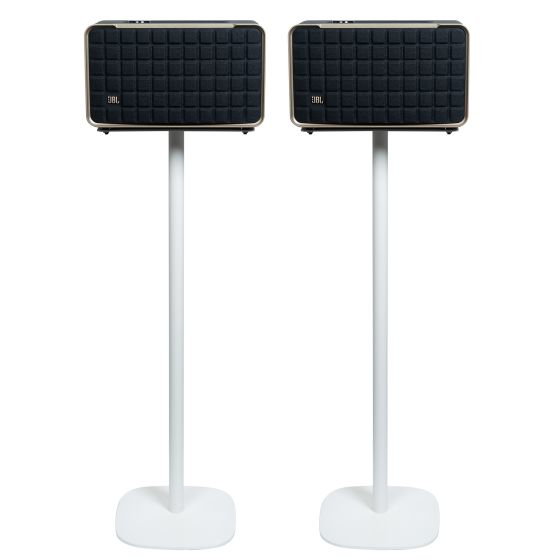 White Vebos floor stand with JBL Authentics 300