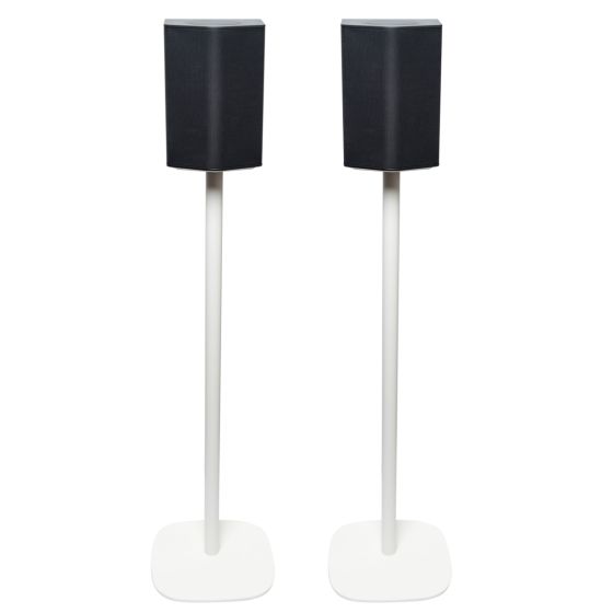 Set of two white Vebos floor stands with LG DS95TR