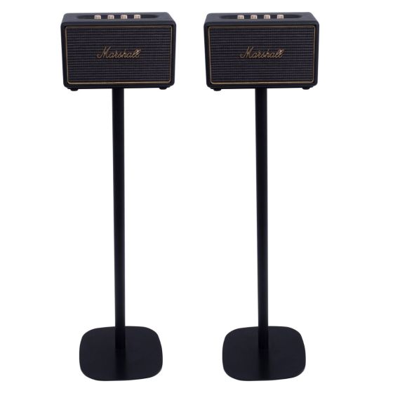Set of two black Vebos floor stands with Marshall Acton