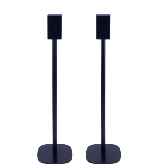 Set of two black Vebos floor stands with Samsung SWA-9200S