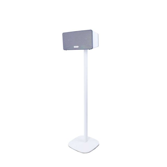 White Vebos floor stand for Sonos Play 3 shown from the left