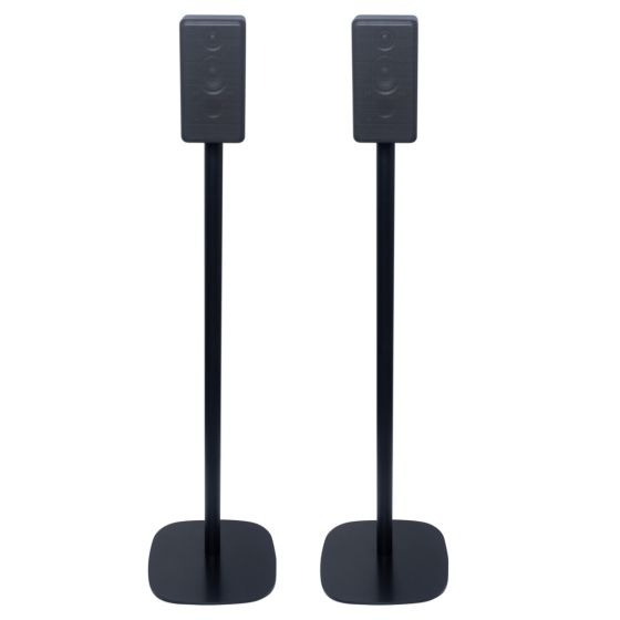 Set of two black Vebos floor stands with Sony SA-RS3S