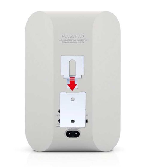 White Vebos portable wall mount for Bluesound Pulse Flex