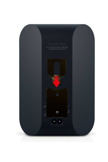 Black Vebos portable wall mount for Bluesound Pulse Flex
